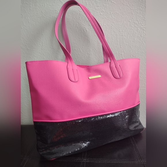 Juicy Couture Handbags - Juicy Couture Large Hot Pink & Black Sequins Shoulder Bag Tote